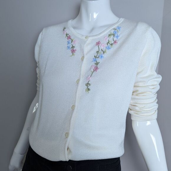 Vintage Liz Claiborne Embroidered floral cardigan Emma James size small - Picture 1 of 9